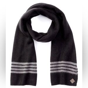 COLE HAAN RUGBY STRIPE MUFFLER SCARF / BLACK/CASTLEROCK